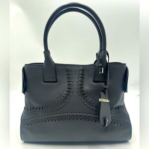 Auth Tod’s Grey Medium Laser Cut Leather Cape Tote Bag Ex++ Preloved Purse